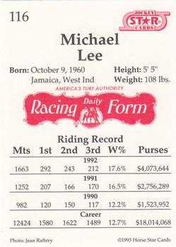 1993 Jockey Star #116 Michael Lee Back